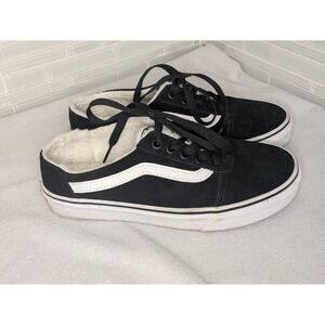 VANS Ward Suede Mule Women's Sz 6 Slip On Canvas Black‎ White